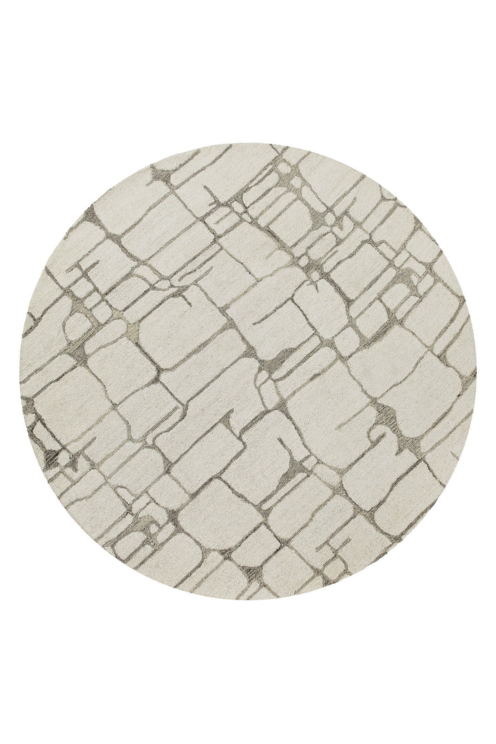 Kurzflor Teppich Rund Creme Weiß aus Schurwolle "Hamptons TWELVE" WECONhome