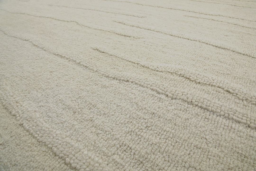 Kurzflor Teppich Creme Weiß aus Schurwolle "Hamptons TWENTY" WECONhome