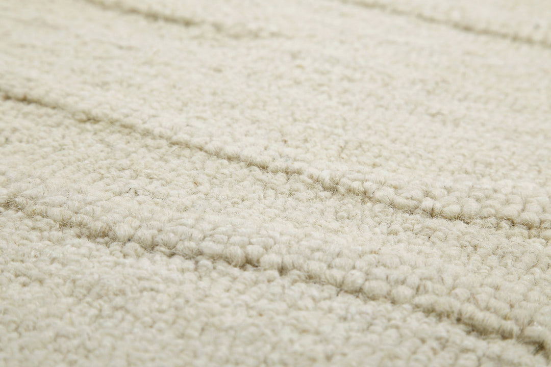 Kurzflor Teppich Creme Weiß aus Schurwolle "Hamptons TWENTY" WECONhome