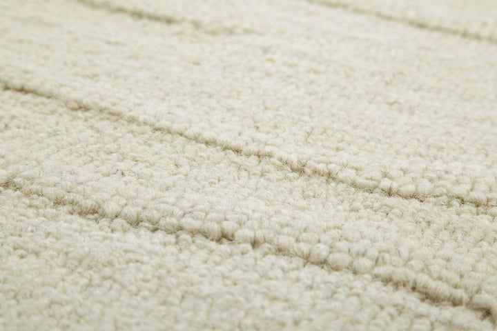 Kurzflor Teppich Creme Weiß aus Schurwolle "Hamptons TWENTY" WECONhome