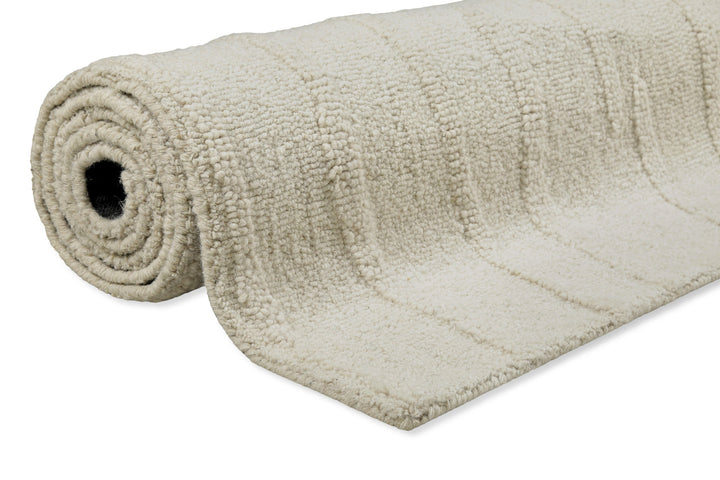 Kurzflor Teppich Creme Weiß aus Schurwolle "Hamptons TWENTY" WECONhome