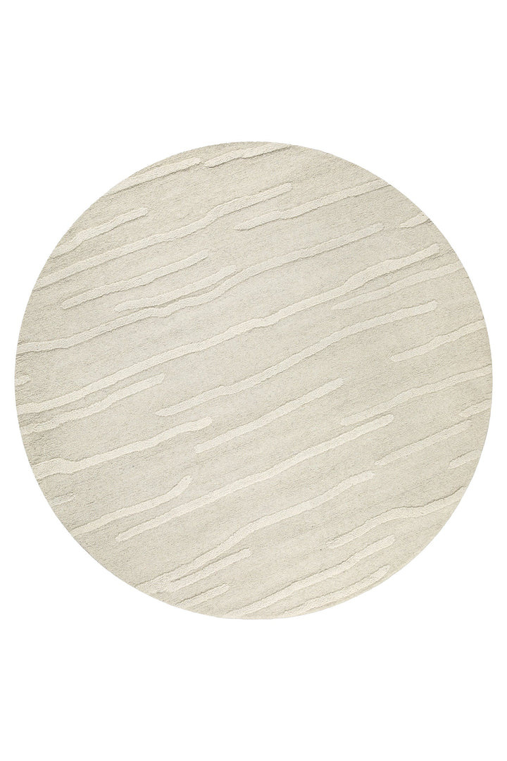 Kurzflor Teppich Rund Creme Weiß aus Schurwolle "Hamptons TWENTY" WECONhome