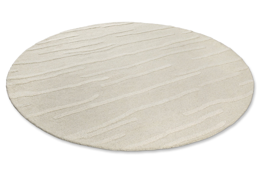Kurzflor Teppich Rund Creme Weiß aus Schurwolle "Hamptons TWENTY" WECONhome