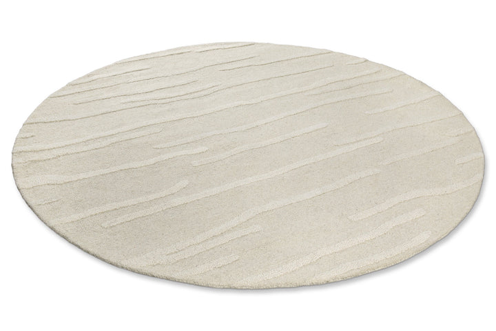 Kurzflor Teppich Rund Creme Weiß aus Schurwolle "Hamptons TWENTY" WECONhome