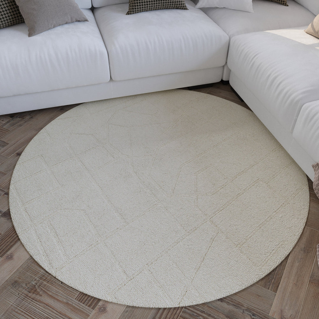 Kurzflor Teppich Rund Creme Weiß Hamptons TWENTYEIGHT kaufen