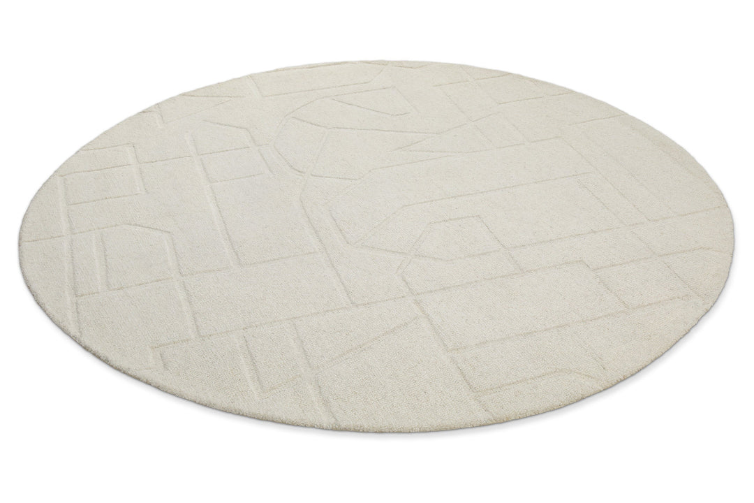 Kurzflor Teppich Rund Creme Weiß "Hamptons TWENTYEIGHT" WECONhome