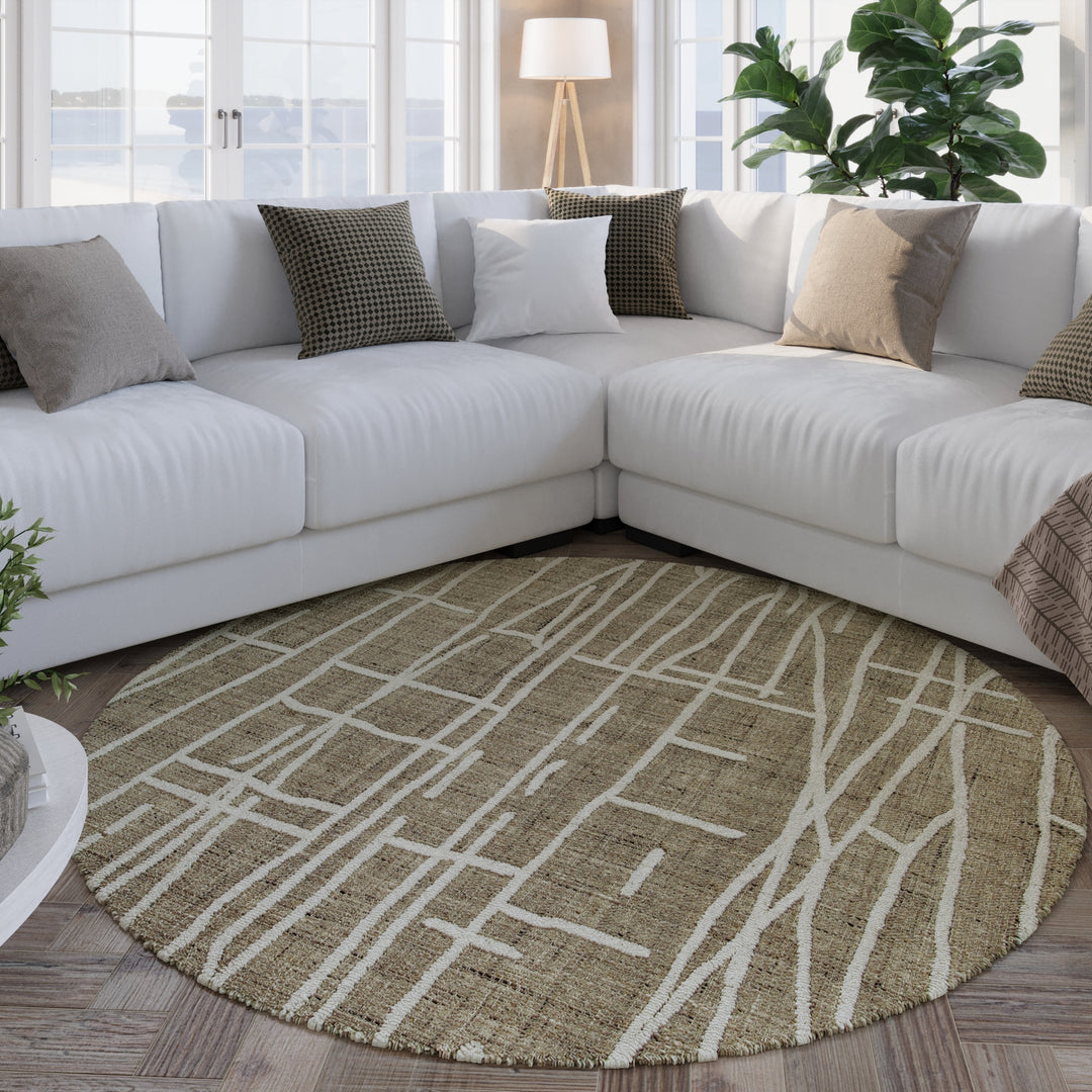 Kurzflor Teppich Rund Taupe meliert "Hamptons TWENTYFIVE" WECONhome