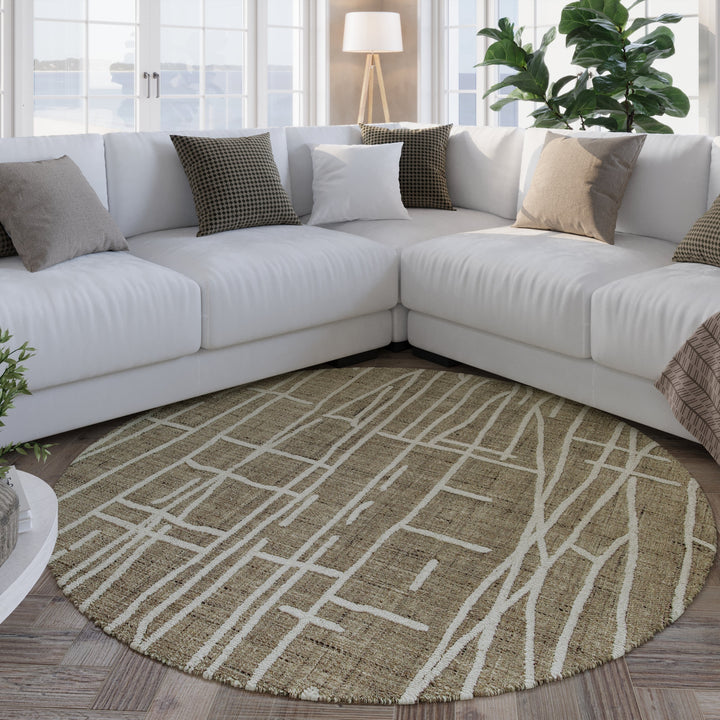 Kurzflor Teppich Rund Taupe meliert "Hamptons TWENTYFIVE" WECONhome
