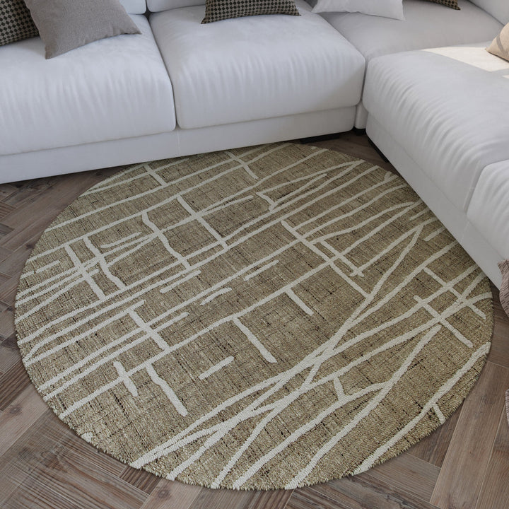 Kurzflor Teppich Rund Taupe meliert "Hamptons TWENTYFIVE" WECONhome