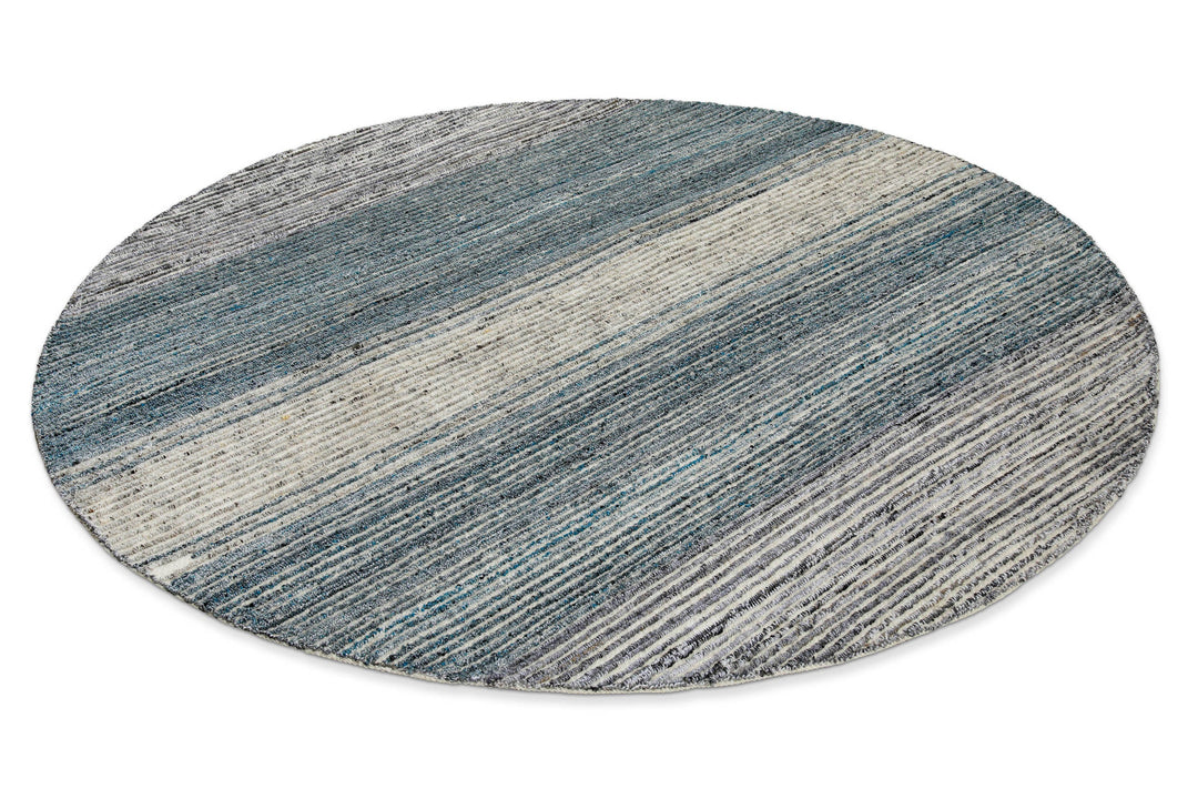 Kurzflor Teppich Rund Grau Blau meliert "Hamptons TWENTYFOUR" WECONhome