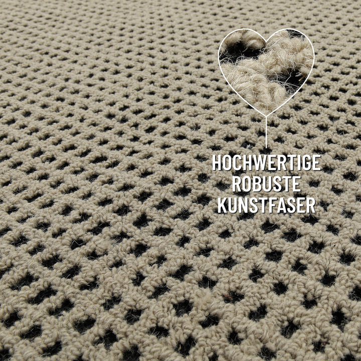 Detailbild des Randabschlusses vom Hamptons TWENTYNINE Wohnteppich mit robuster Verarbeitung.