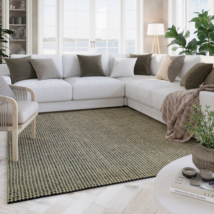 Hamptons TWENTYNINE Teppich im Wohnbereich platziert, harmonisch kombiniert mit modernen Möbeln und natürlichem Licht.