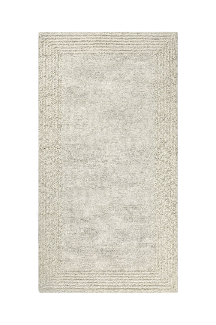 Kurzflor Teppich Creme Weiß aus Schurwolle "Hamptons TWENTYONE" WECONhome