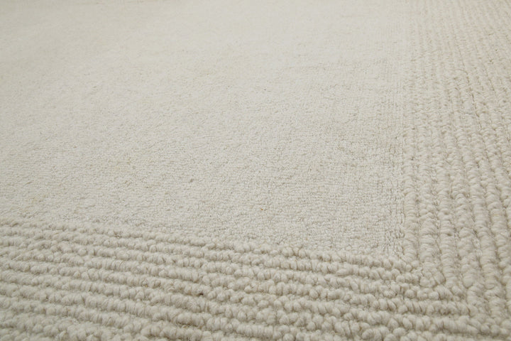 Kurzflor Teppich Creme Weiß aus Schurwolle "Hamptons TWENTYONE" WECONhome