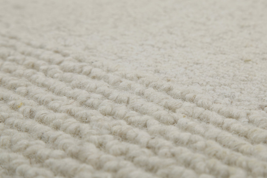 Kurzflor Teppich Rund Creme Weiß aus Schurwolle "Hamptons TWENTYONE" WECONhome