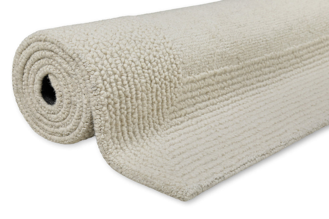 Kurzflor Teppich Creme Weiß aus Schurwolle "Hamptons TWENTYONE" WECONhome