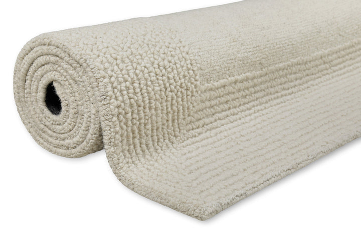 Kurzflor Teppich Creme Weiß aus Schurwolle "Hamptons TWENTYONE" WECONhome