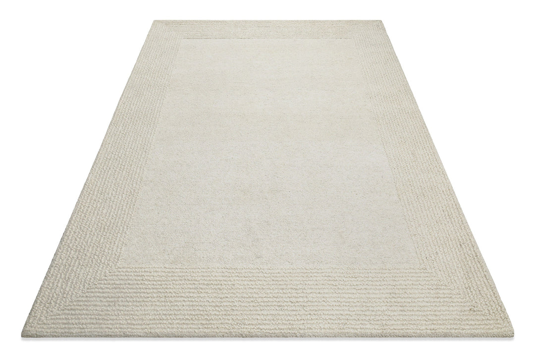 Kurzflor Teppich Creme Weiß aus Schurwolle "Hamptons TWENTYONE" WECONhome