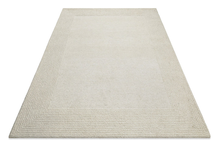 Kurzflor Teppich Creme Weiß aus Schurwolle "Hamptons TWENTYONE" WECONhome