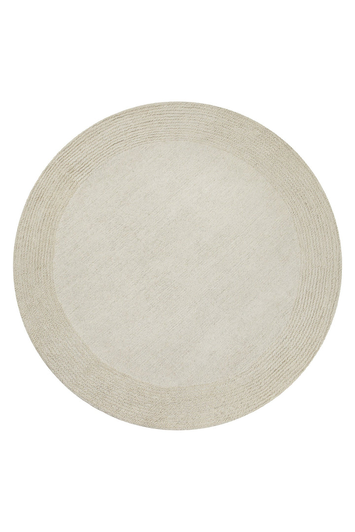 Kurzflor Teppich Rund Creme Weiß aus Schurwolle "Hamptons TWENTYONE" WECONhome