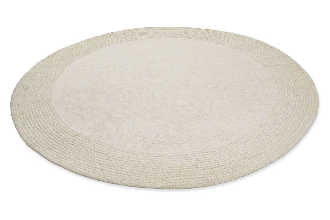 Kurzflor Teppich Rund Creme Weiß aus Schurwolle "Hamptons TWENTYONE" WECONhome
