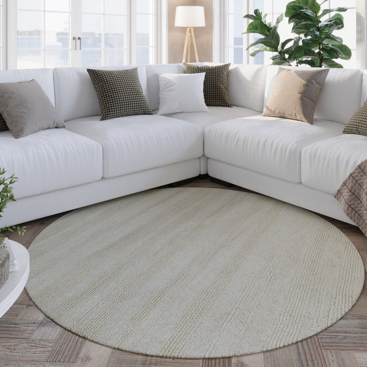 Kurzflor Teppich Rund Creme Weiß "Hamptons TWENTYSEVEN" WECONhome