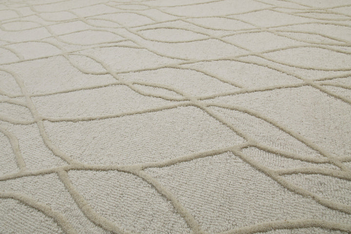 Kurzflor Teppich Creme Weiß aus Schurwolle "Hamptons TWENTYTHREE" WECONhome