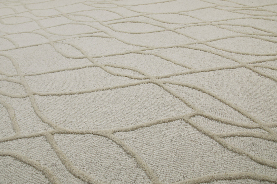 Kurzflor Teppich Rund Creme Weiß aus Schurwolle "Hamptons TWENTYTHREE" WECONhome