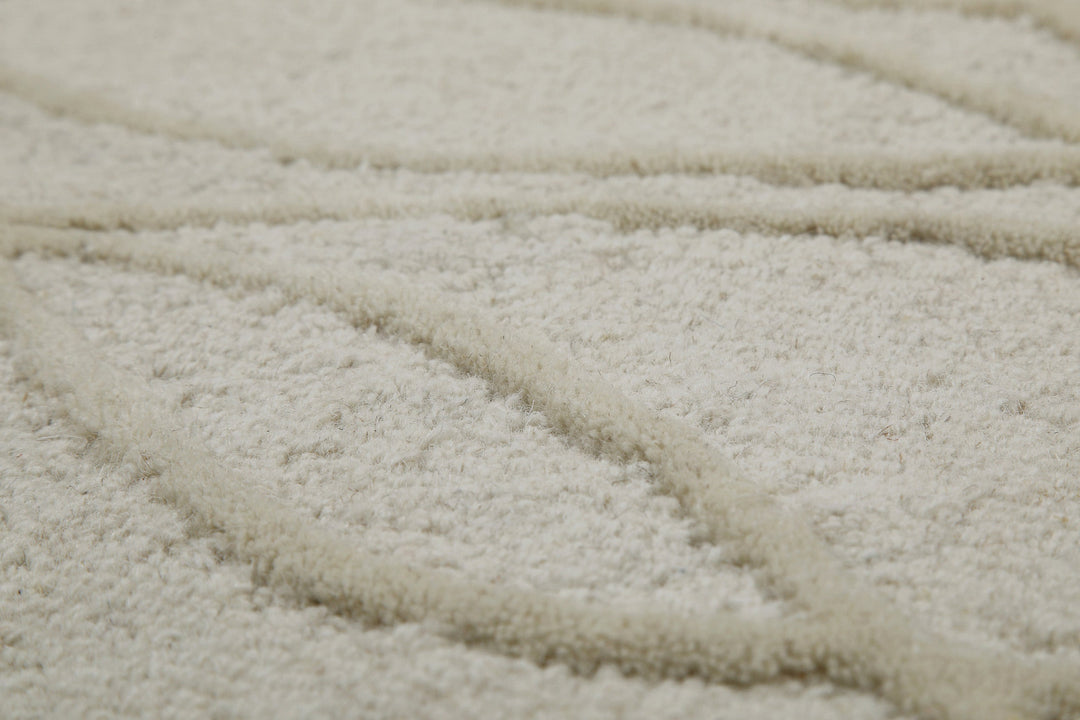 Kurzflor Teppich Rund Creme Weiß aus Schurwolle "Hamptons TWENTYTHREE" WECONhome