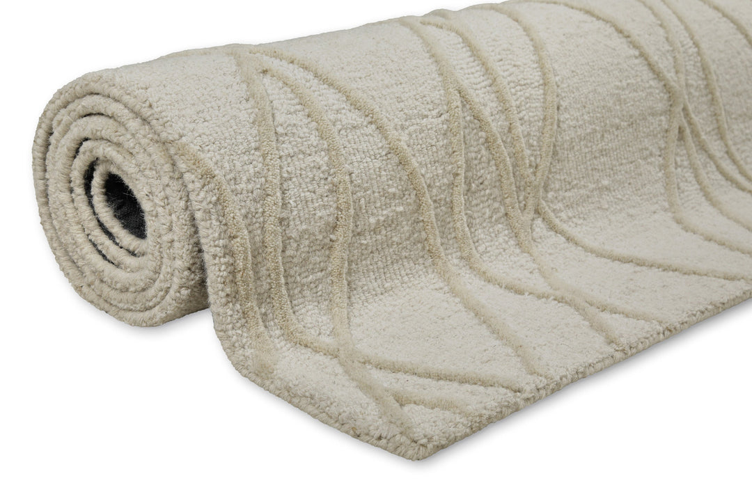 Kurzflor Teppich Creme Weiß aus Schurwolle "Hamptons TWENTYTHREE" WECONhome