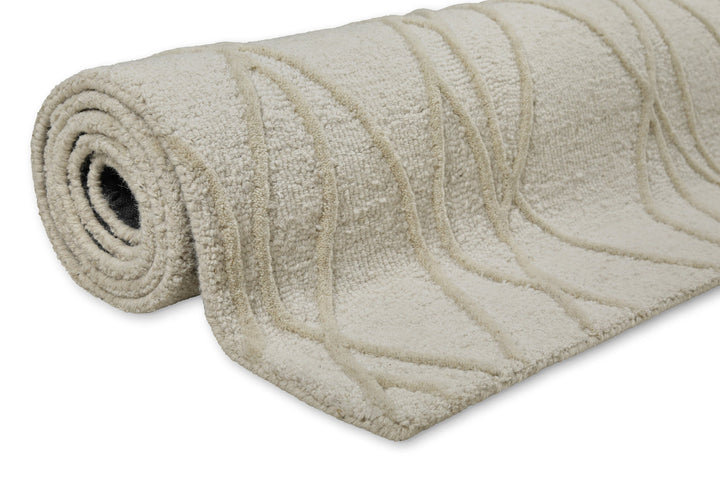 Kurzflor Teppich Creme Weiß aus Schurwolle "Hamptons TWENTYTHREE" WECONhome