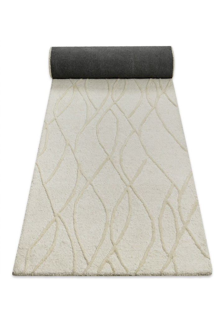 Kurzflor Teppich Creme Weiß aus Schurwolle "Hamptons TWENTYTHREE" WECONhome