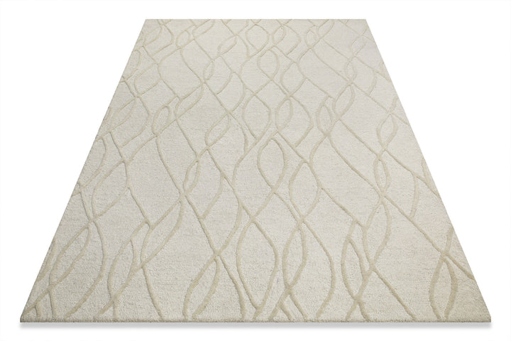 Kurzflor Teppich Creme Weiß aus Schurwolle "Hamptons TWENTYTHREE" WECONhome