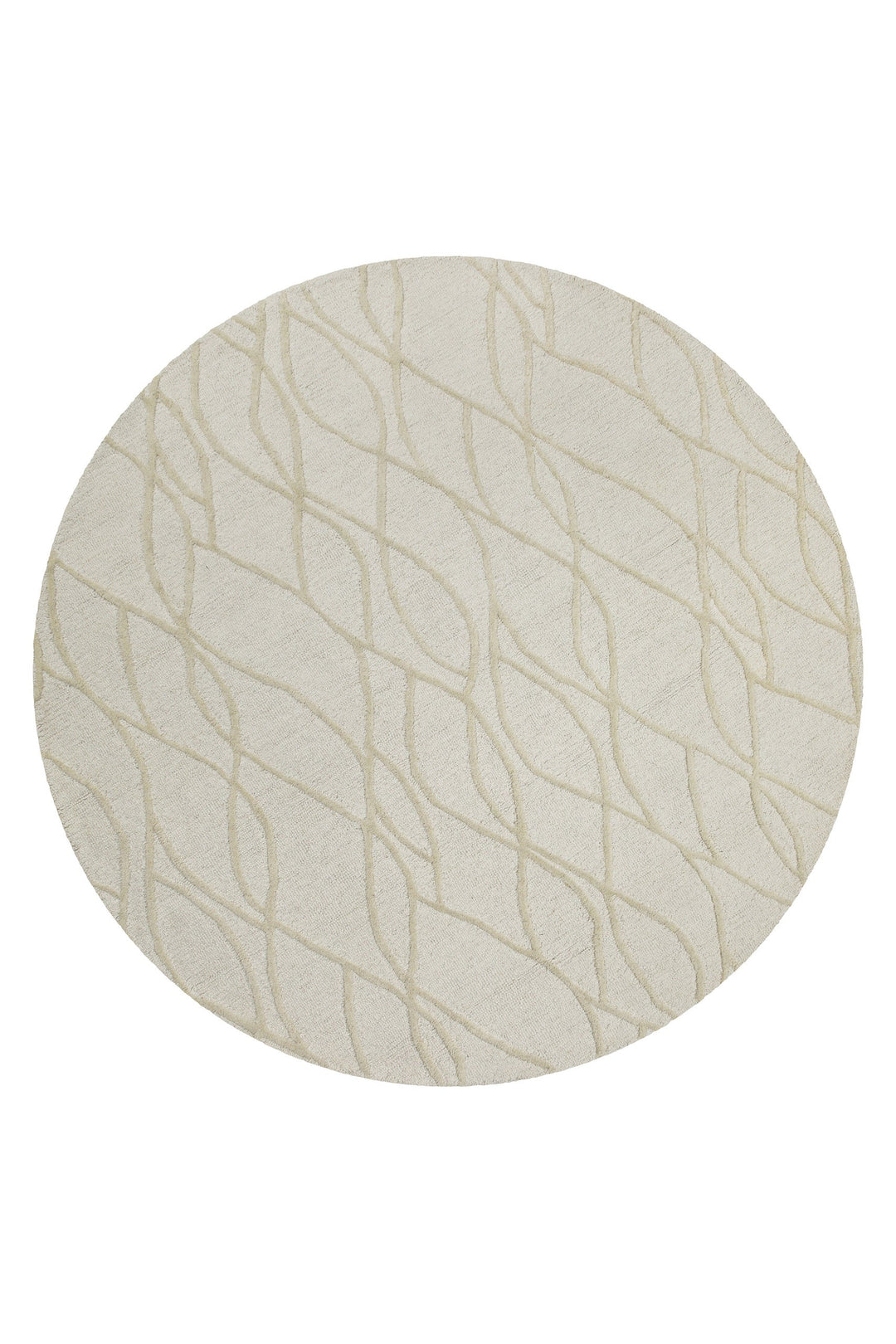 Kurzflor Teppich Rund Creme Weiß aus Schurwolle "Hamptons TWENTYTHREE" WECONhome