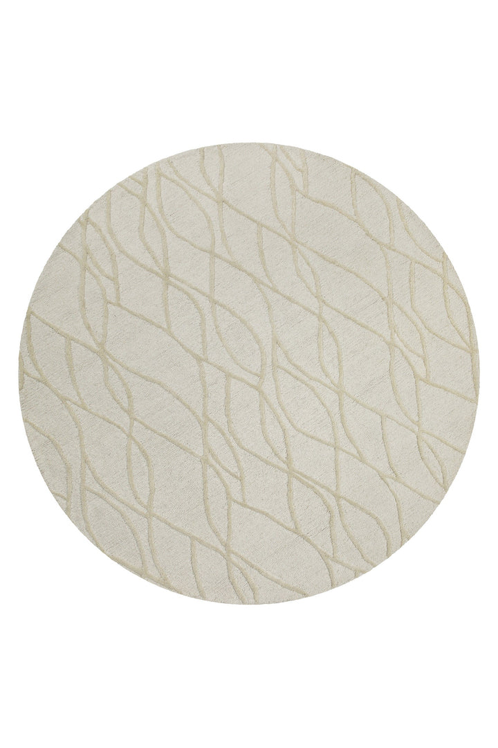 Kurzflor Teppich Rund Creme Weiß aus Schurwolle "Hamptons TWENTYTHREE" WECONhome