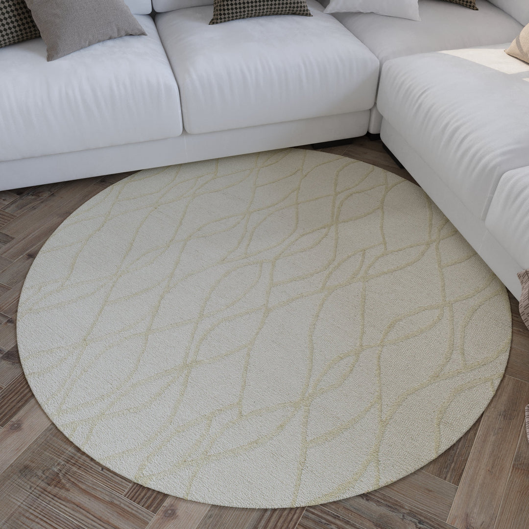 Kurzflor Teppich Rund Creme Weiß aus Schurwolle "Hamptons TWENTYTHREE" WECONhome