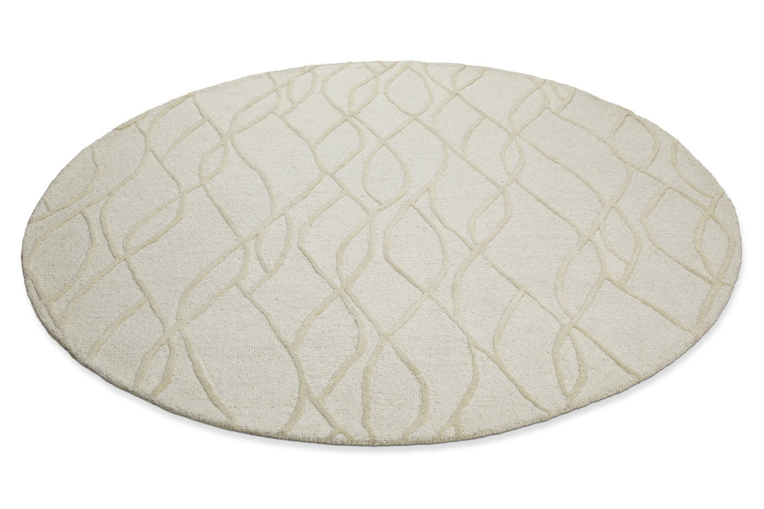 Kurzflor Teppich Rund Creme Weiß aus Schurwolle "Hamptons TWENTYTHREE" WECONhome