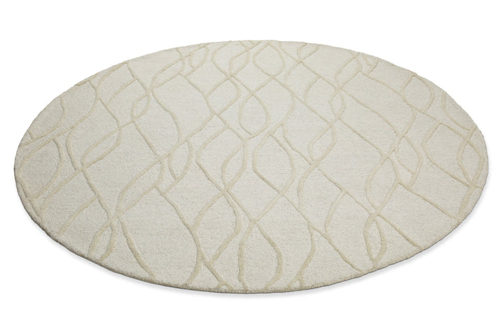 Kurzflor Teppich Rund Creme Weiß aus Schurwolle "Hamptons TWENTYTHREE" WECONhome