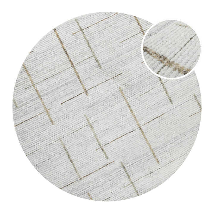 Freigestelltes rundes Produktfoto von TWENTYTWO aus der Hamptons Kollektion von WECONhome mit integrierter Lupenansicht zur Darstellung der Materialdetails.