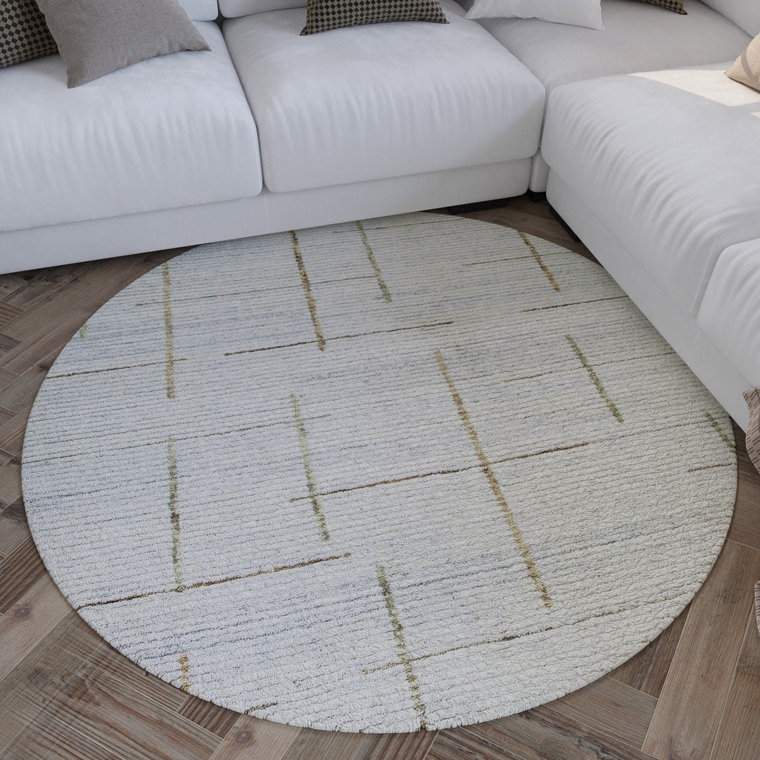 Kurzflor Teppich Rund Perl Weiß "Hamptons TWENTYTWO" WECONhome