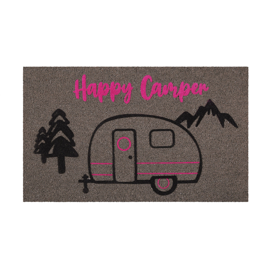 Happy Camper Fußmatte hellgrau Kurzflor rechteckig