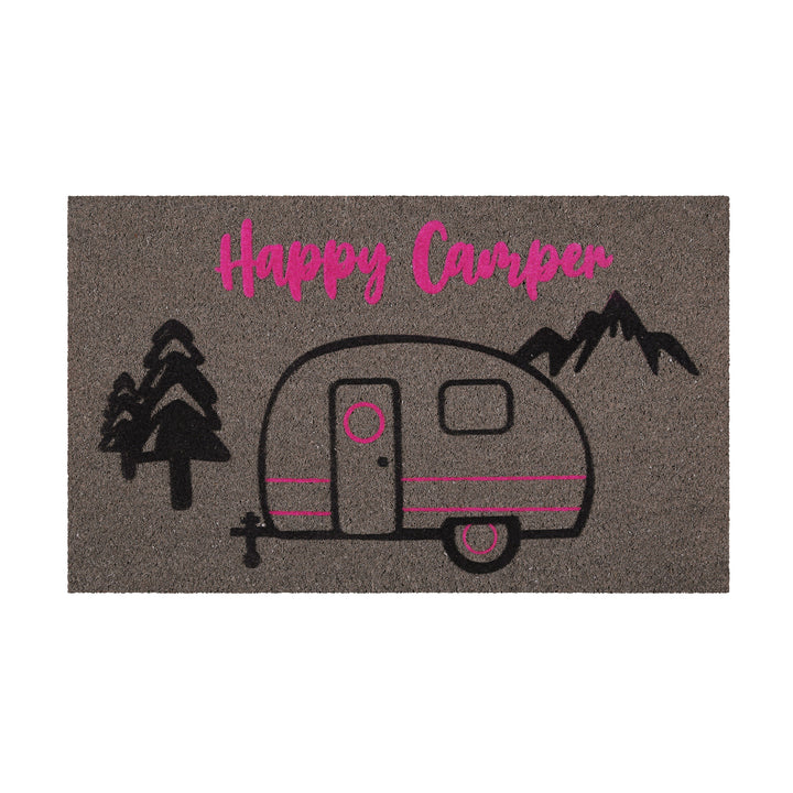 Happy Camper Fußmatte hellgrau Kurzflor rechteckig