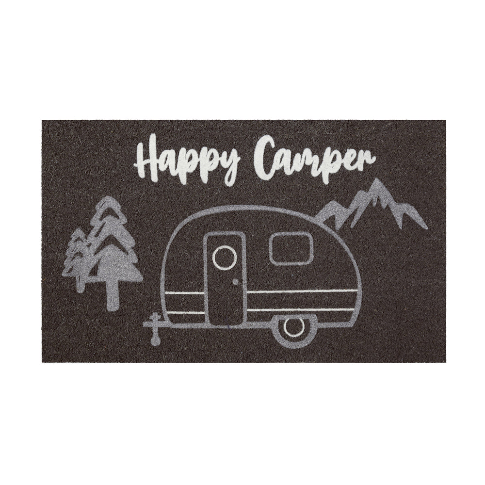Happy Camper Fußmatte anthrazit Kurzflor rechteckig