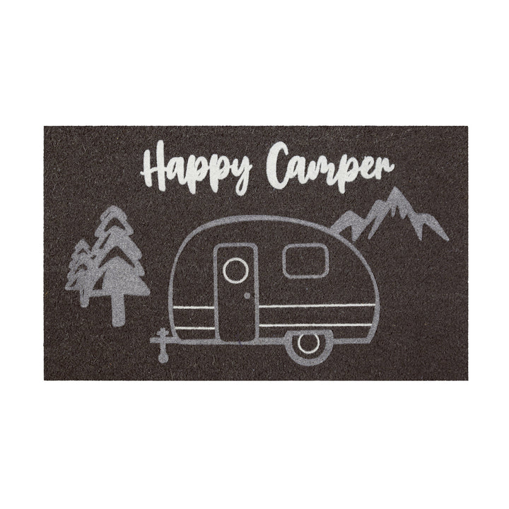 Happy Camper Fußmatte anthrazit Kurzflor rechteckig