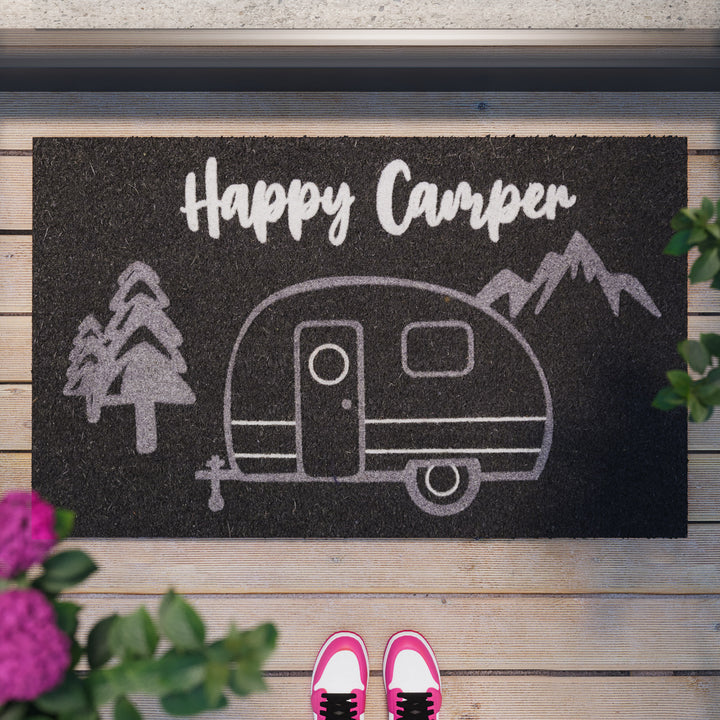 Happy Camper Fußmatte anthrazit Kurzflor rechteckig