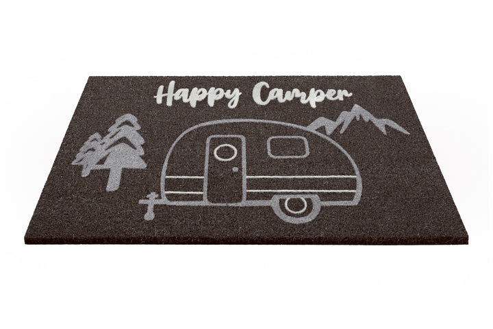 Happy Camper Fußmatte anthrazit Kurzflor rechteckig