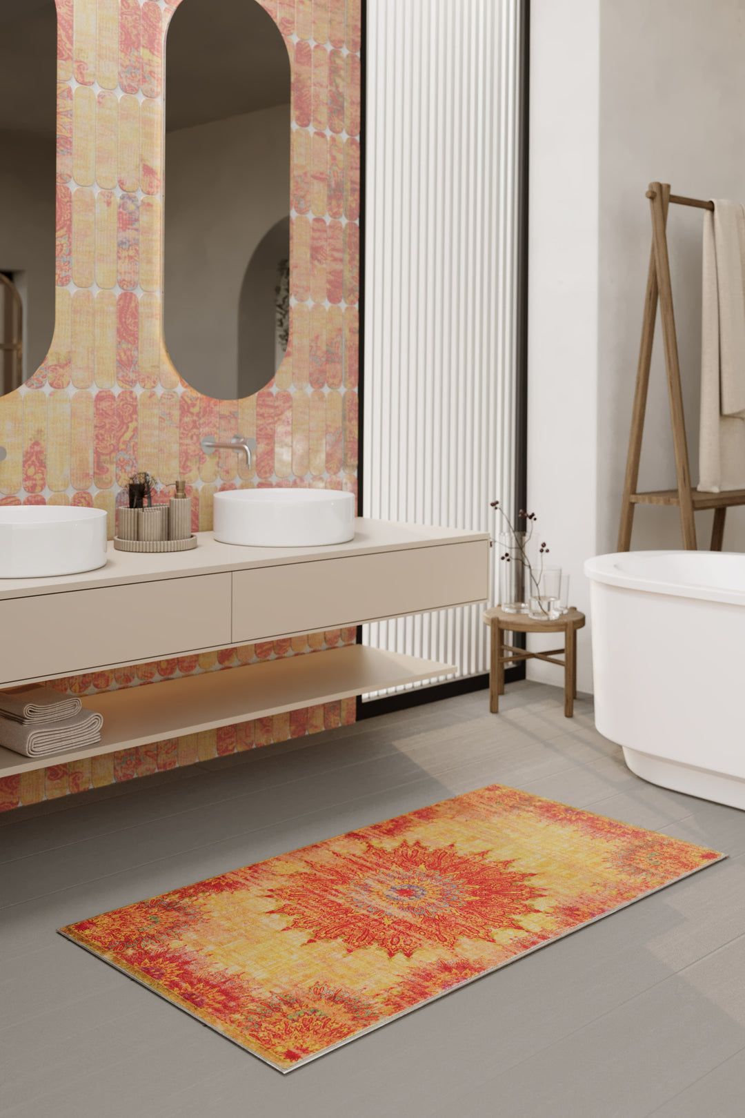 Healing  Badteppich gelb Kurzflor rechteckig