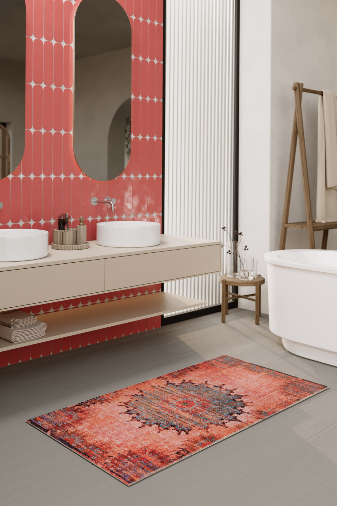 Healing  Badteppich rot Kurzflor rechteckig