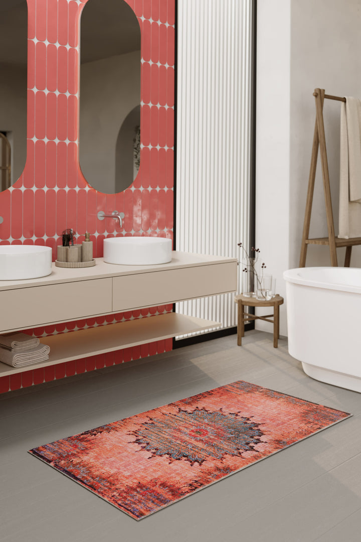 Healing  Badteppich rot Kurzflor rechteckig