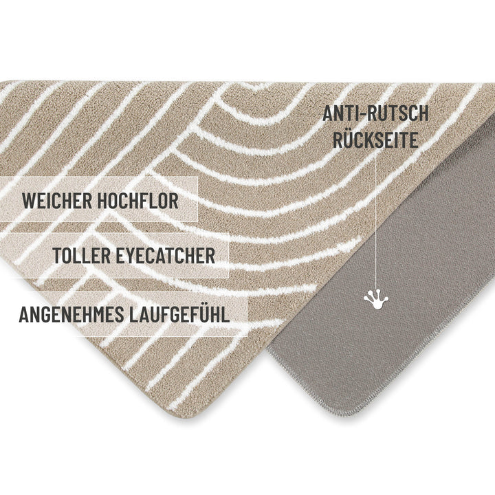 Hilda Badteppich beige Kurzflor rechteckig